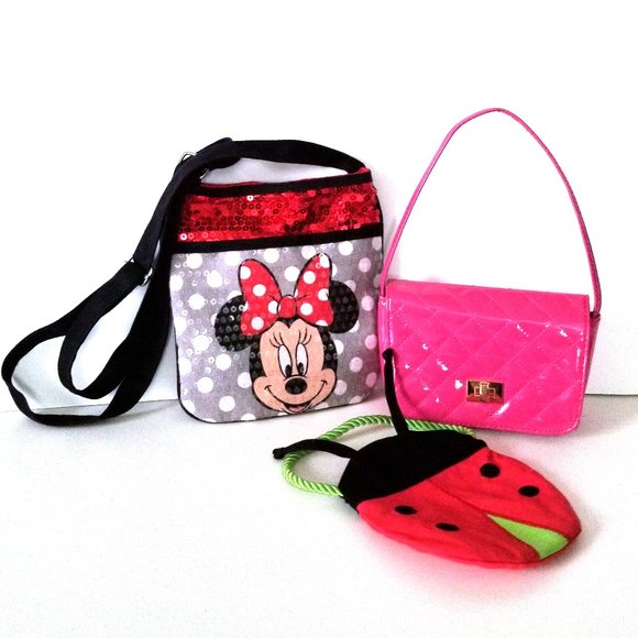 The Children's Place Other - Bundle of 3 Little Girls' Purses: Minnie Mouse, Ladybug, Pink Quilted, VGUC-EUC